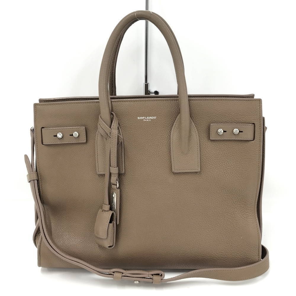 Saint Laurent Sac de Jour accordion shoulder strap Leather Brown